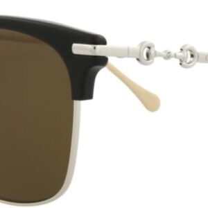 Gucci Square/Rectangle Sunglasses Black Silver Brown Luxury Eyewear Made In Italy Acetate Frame Designer Fashion for Everyday Luxury