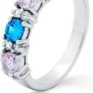 EVE’S ADDICTION Sterling Silver Custom 3 Stone Simulated Birthstone Rings for Women Eternity Band (ring sizes 5 to 9) Mother’s Ring – Gifts for Mom