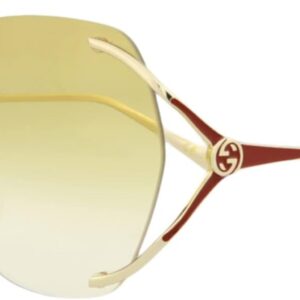 Gucci Square/Rectangle Sunglasses Gold Gold Yellow Luxury Eyewear Made In Japan Metal Frame Designer Fashion for Everyday Luxury