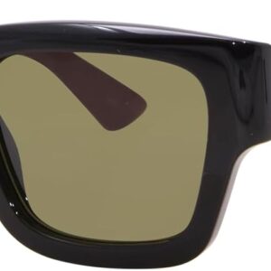 Gucci GG1668S 003 Sunglasses Men’s Black/Red/Green Rectangle Shape 52mm