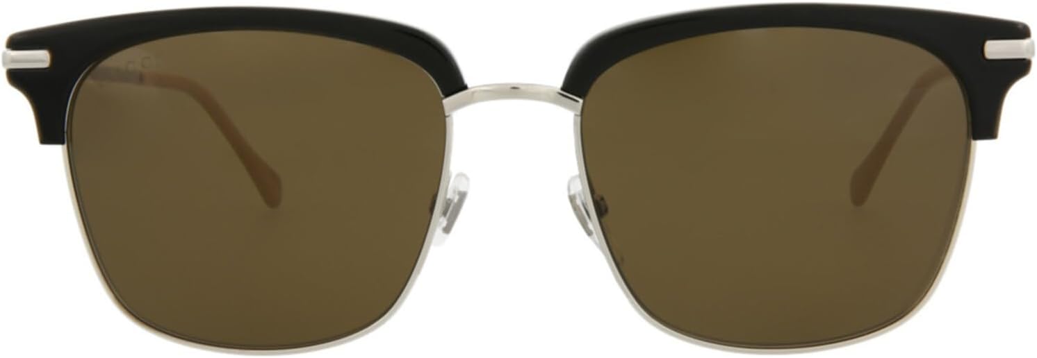 Gucci Square/Rectangle Sunglasses Black Silver Brown Luxury Eyewear Made In Italy Acetate Frame Designer Fashion for Everyday Luxury