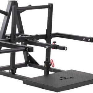 Titan Fitness Belt Squat Machine, Rated 1,000 LB, Plate-Loaded Leg Press Workout Equipment for Weightlifting, Strength Training, Diamond-Plated Non-Slip Footplate, Squat Belt with Carabiner