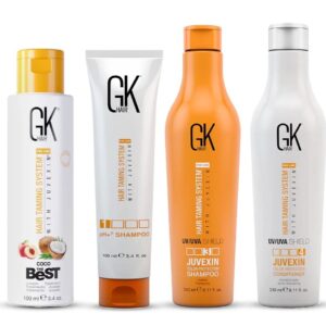 GK Shield Shampoo Conditioner Set (240ml) with Coco The Best and pH+ Shampoo (100ml) – Smoothing Hair Care Kit for Frizz Control Damage Free and Protection