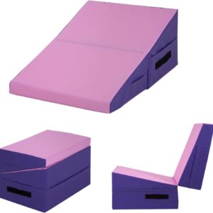 BestMassage Gymnastics Mat Incline Mat Tumbling Mat Folding Gymnastic Tumbling Mat Indoor/Outdoor Exercise Mat Home Gym Yoga Mat with Handle