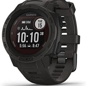 Garmin 010-02293-10 Instinct Solar, Rugged Outdoor Smartwatch with Solar Charging Capabilities, Built-in Sports Apps and Health Monitoring, Graphite