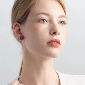 Gifts for Wife Anniversary 18K Gold Pearl Stud Earrings for Women- Genuine Handpicked Nature Tahitian Black Pearls Earring- Birthday Christmas Mothers Day Valentine’s Jewelry Gifts