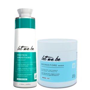 Kit Let Me Be Smoothing System Mask Protein Smoothing Biorestore Masque Hair Care 2x500ml/2×16.9 fl.oz