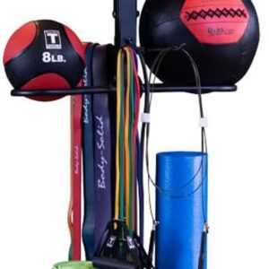 Body-Solid (GAR50) Compact Accessory Vertical Stand Rack for Organizing Medicine Balls, Weights Ball, Resistance Bands and Tubes, Jump Ropes, Foam Rollers, Yoga Mats, and more