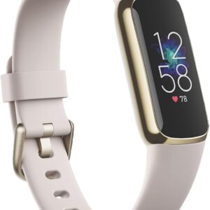 Fitbit Luxe Fitness and Wellness Tracker with Stress Management, Sleep Tracking and 24/7 Heart Rate, One Size S L Bands Included, Lunar White/Soft Gold Stainless Steel, 1 Count (Renewed)