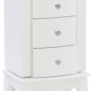 Powell Furniture Jewelry Armoire, White, 13″x 9.375″x 35.5″