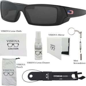 Oakley Gascan OO9014 Sunglasses For Men Matte Black/Gray – USA Icon (11-192) Bundle Leash +VISIOVA Accessories