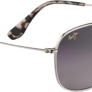 Maui Jim Wayfarers Polarized Aviator Sunglasses, Silver, Large