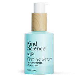 Kind Science Firming Face Serum for Women – Hyaluronic Acid Serum for Face Visibly Smooths Wrinkles – Bakuchiol Retinol Alternative with Peptides – Anti Aging Skin Care for Sensitive Skin, 1 fl oz