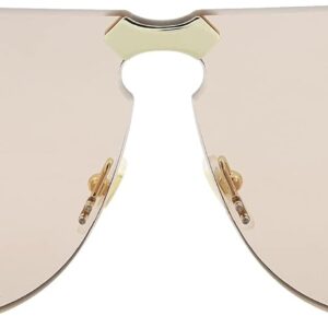 Gucci 0354S 002 Gold Metal Aviator Sunglasses Light Brown Lens