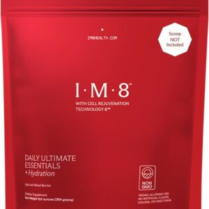 IM8 Daily Ultimate Essentials All-in-1 Multivitamin Supplement, 92 Nutrient Rich Ingredients CoQ10, Probiotics, Vitamins, Greens, GF, Acai Mixed Berry (30 Servings, Refill Pouch)