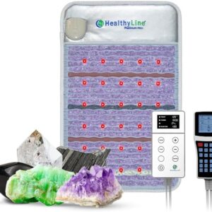 РЕМF Advanced Far Infrared Heating Pad – Professional Biomat for Pain Relief and Healing – Pulsed Electromagnetic Field Therapy – Medium Heated Mat with Photon Lights, Auto Shut Off – 5 Gemstones