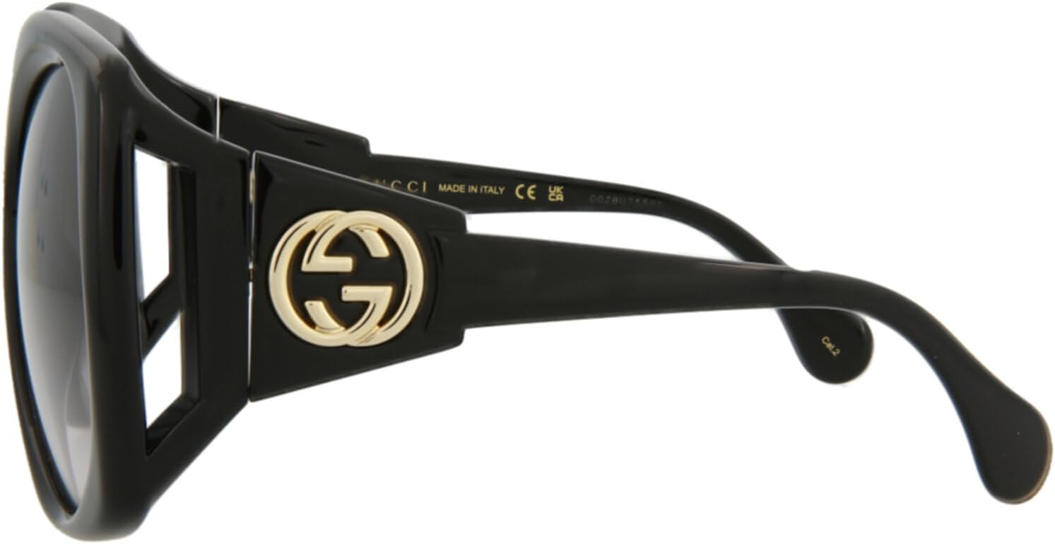 Gucci Square/Rectangle Sunglasses Black Black Grey Luxury Eyewear Made In Italy Injection Frame Designer Fashion for Everyday Luxury - Image 3