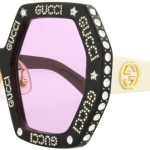 Gucci Square/Rectangle Sunglasses Black Ivory Pink Luxury Eyewear Made In Italy Acetate Frame Designer Fashion for Everyday Luxury