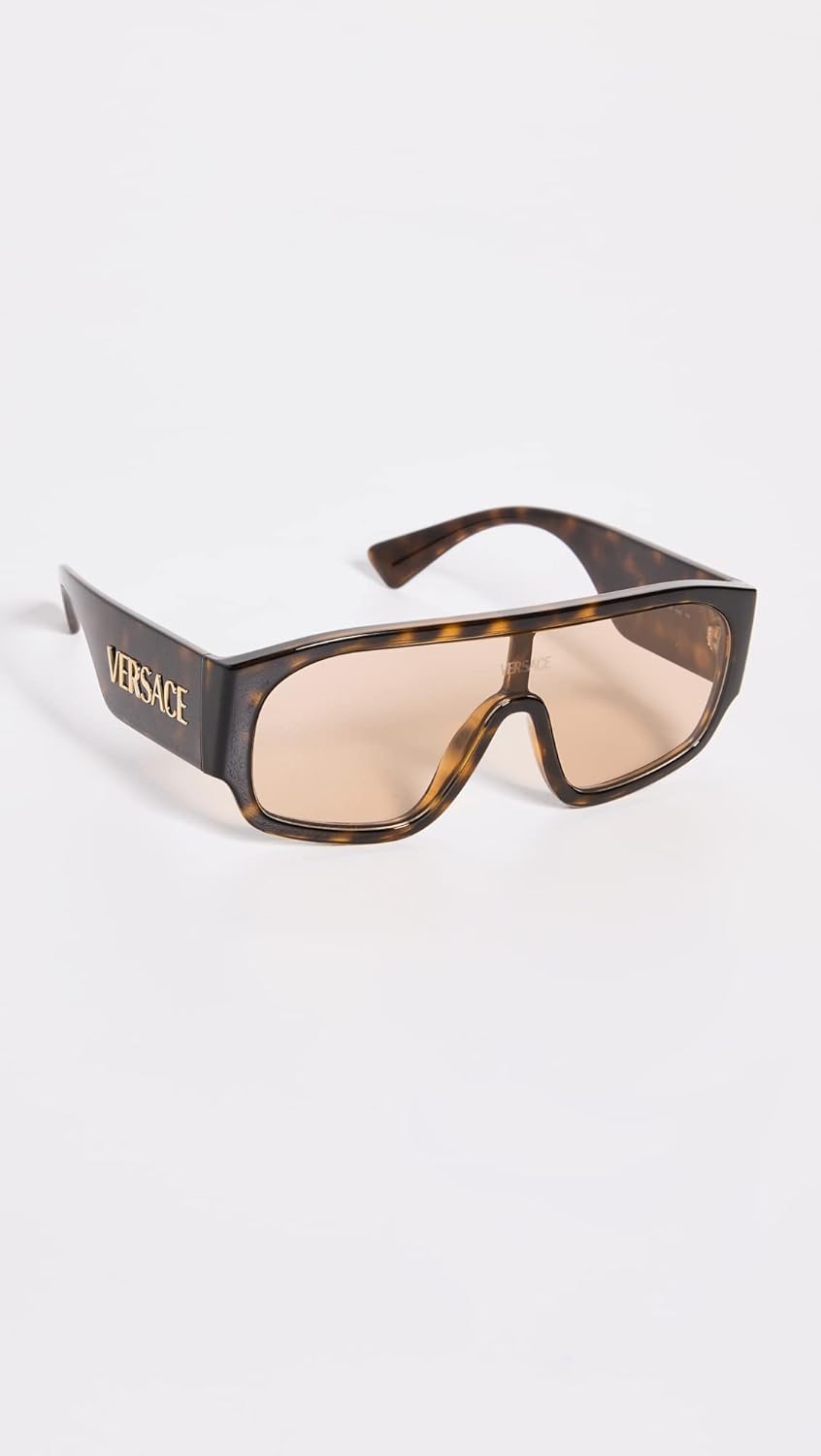 Versace VE 4439 108/73 Havana Plastic Shield Sunglasses Brown Lens - Image 2