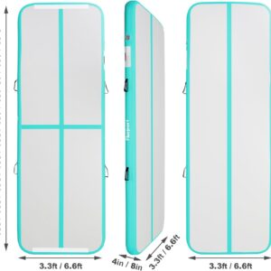 FBSPORT Inflatable Air Gymnastics Mat Training Mats 4/8 inches Thickness Gymnastics Tracks for Home Use/Training/Cheerleading/Yoga/Water with Pump