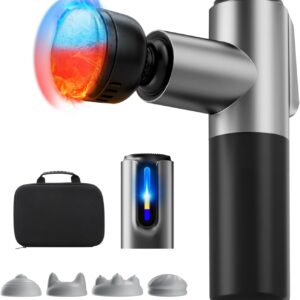 AERLANG Massage Gun Deep Tissue Massager with Heat and Cold Percussion Massage Gun Electric Mini Hand held Massager 5 Speed & 5 Massage Heads Messager Gun Birthday Mothers Day Gifts for Mom Women