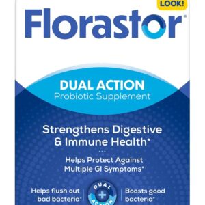 Florastor Probiotics for Digestive and Immune Health, 30 Capsules, Probiotics for Women & Men, Helps Flush Out Bad Bacteria, Boosts The Good with Our Unique Strain Saccharomyces Boulardii