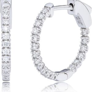 Amazon Essentials IGI Certified 0.5 Carat Genuine Lab Grown Diamond Hoops – 14k Solid Gold Inside Out Hoop Earrings for Women – Hoop Earrings for Women – Gold Earrings – Size 17mm