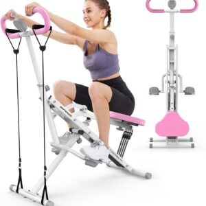 Sportsroyals Squat Machine for Home,Ride & Rowing Machine for Glutes Butt Thighs,Ab Back/Leg Press,Foldable & Easy Setup Exercise Equipment w/Adjustable Resistance,350lbs Capacity