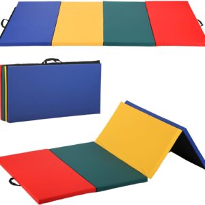 Gymnastics Mats Foldable Tumbling Mats Portable Gymnastics Exercise Mat 2’x6’/2.5’x6.4’/4’x6’/4’x8’/4’x10’/ Gymnastics Tumbling Mats Pad Home Exercise Panel Mat With Carrying Handles