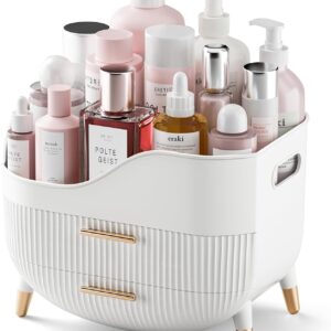 Makeup Organizer with Drawers,Skincare Organizer for Vanity,Storage Box with Handle,Large Cosmetic Display case for Dresser, Bathroom Countertop