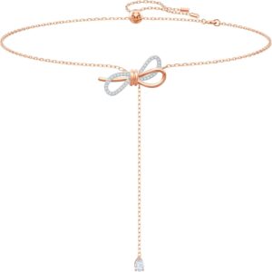 Swarovski Lifelong Bow Necklace and Bracelet Jewelry Collection, Clear Crystals, Rhodium Finish