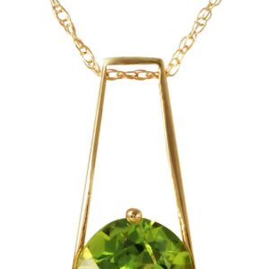 Galaxy Gold GG 1.45 Carat 14k Solid Gold Necklace with Natural Peridot Drop Pendant