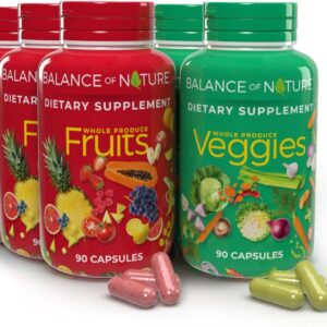 Balance of Nature Whole Food Supplement with Fruit and Vegetable Ingredients for Women, Men, and Kids – 90 Capsules, 3 Sets