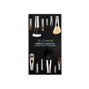Sigma Beauty Essential Makeup Brushes Set – Professional Grade Makeup Brush Set with Premium Fibers and Sleek, Durable Handles for Face & Eyes, Includes 12 CK001 Black Makeup Brushes