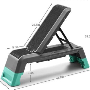 leikefitness Exercise Step Platform, Multifunctional Aerobic Deck with Cord and Adjustable Dumbbell & Weight Bench, Fitness Equipment for Workout Home Gym