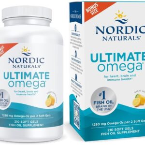 Nordic Naturals Ultimate Omega, Lemon Flavor – 210 Soft Gels – 1280 mg Omega-3 – High-Potency Fish Oil with EPA & DHA – Promotes Brain & Heart Health – Non-GMO – 105 Servings