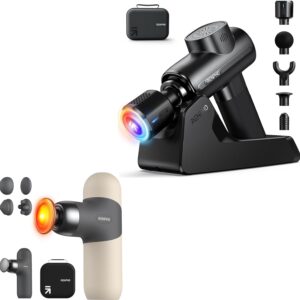RENPHO Massage Gun Deep Tissue with Charging Stand, Heat and Cold Head, Mini Thermal Massage Gun with Heat, Portable Deep Tissue Percussion Massager