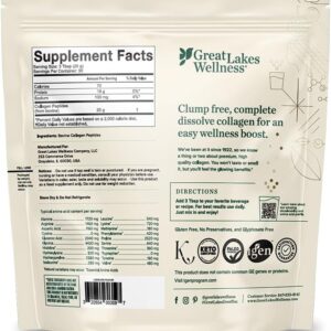 Great Lakes Wellness Collagen Peptides Powder for Skin, Hair, Nails, Joints & Digestion – Unflavored – Quick Dissolve Hydrolyzed, Non-GMO, Keto, Kosher – 4 lb. Value Pouch