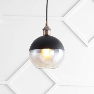 JONATHAN Y JYL3513A Nixon 7.5″ Adjustable Drop Globe Metal/Glass LED Pendant Contemporary Transitional Dimmable Dining Room Living Room Kitchen Foyer Bedroom Hallway, Brass Gold/Black