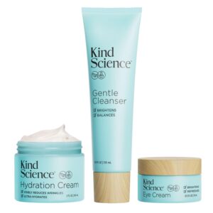 Kind Science 3-Piece Skin Care Set, Gentle Cleanser, Hydration Cream, Eye Cream – Essential Anti Aging Trio – Anti Aging Skin Care Set for Women – Paraben, Dye & Fragrance Free, Cruelty Free