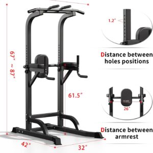 Power Tower Pull Up Bar and Dip Station, Multi-Function Home Gym, Strength Training Fitness Equipment, Height Adjustable