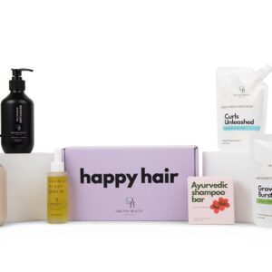 Happy Hair Box | 6 Full-Sized Washday & Styling Set | Pre Poo Leave-In Detangler + Conditioner | Shampoo Bar | 2 Deep Conditioning Hair Mask | Hair Growth Serum | Natural Hair Care Treatment set