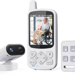Elderly Monitor with Camera and Audio, Call Button/2 Way Talk Room Monitors for Elderly, Med Reminder Temp Sensor Cameras for Elderly Monitoring, Senior Monitor Baby Monitors for Elderly Care/No WiFi