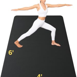 Premium Thick Yoga Mat – Light Cardio Workout Mat – Extra Long Memory Foam Floor Mats for Yoga, Meditation and Stretching – Use For Any Exercise Without Shoes