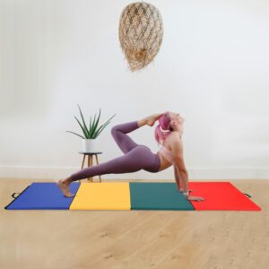 Gymnastics Mats Foldable Tumbling Mats Portable Gymnastics Exercise Mat 2’x6’/2.5’x6.4’/4’x6’/4’x8’/4’x10’/ Gymnastics Tumbling Mats Pad Home Exercise Panel Mat With Carrying Handles