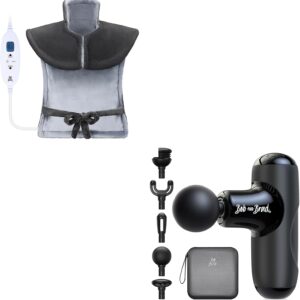 BOB AND BRAD Q2 Mini Massage Gun (Black) and Electric Heating Pad for Back Neck and Shoulders
