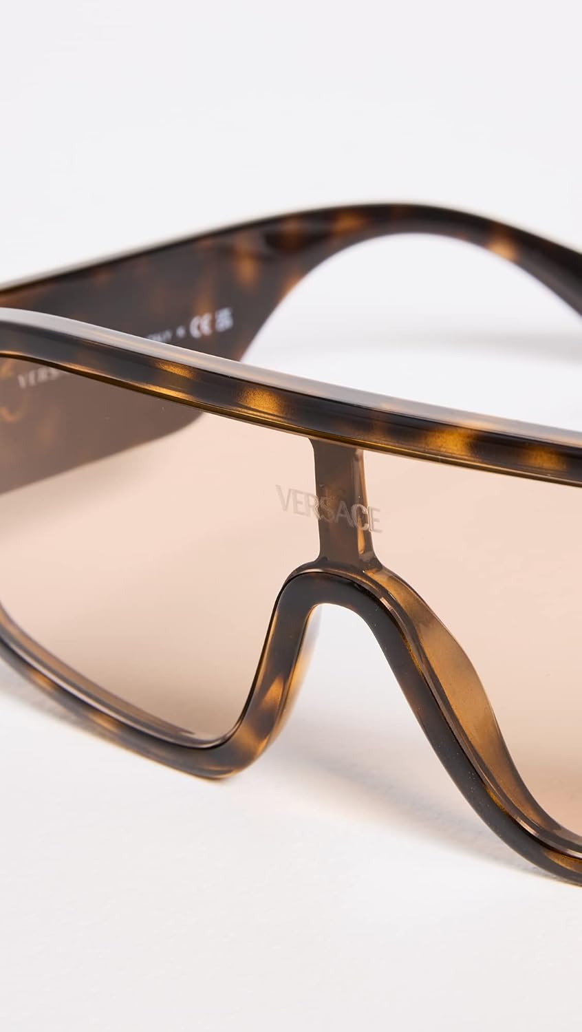 Versace VE 4439 108/73 Havana Plastic Shield Sunglasses Brown Lens - Image 4