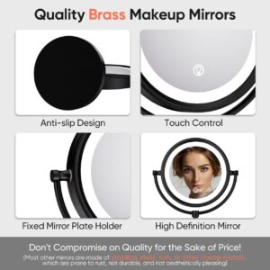 GURUN 8.5 Inch Rechargeable Tabletop LED Lighted Makeup Mirror with 10x Magnification 4500mAh Battery Double Sided Vanity Mirror Oil-Rubbed Bronze M2208DO(8.5in,10x)