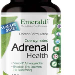 EMERALD LABS Adrenal Health – Stress Relief, Energy Support & Restorative Sleep with Sensoril Ashwagandha, B Vitamins, Rhodiola & More* – Gluten-Free – 120 Vegetable Capsules (60-Day Supply)