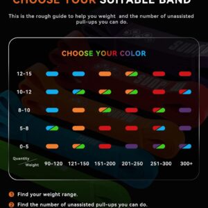 SUNPOW Pull Up Assistance Bands – Set of 5 Resistance Heavy Duty Workout Exercise Stretch Fitness Bands Assist Set for Body, Instruction Guide and Carry Bag Included